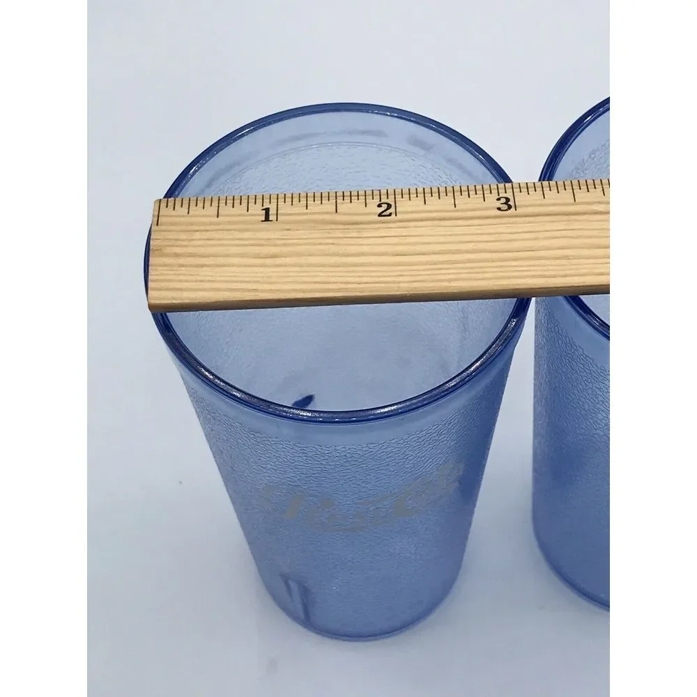 SET OF 3‎ ACRYLIC LIGHT BLUE PEPSI DRINKING TUMBLERS WHITE LOGO HOLDS 16 OZS
